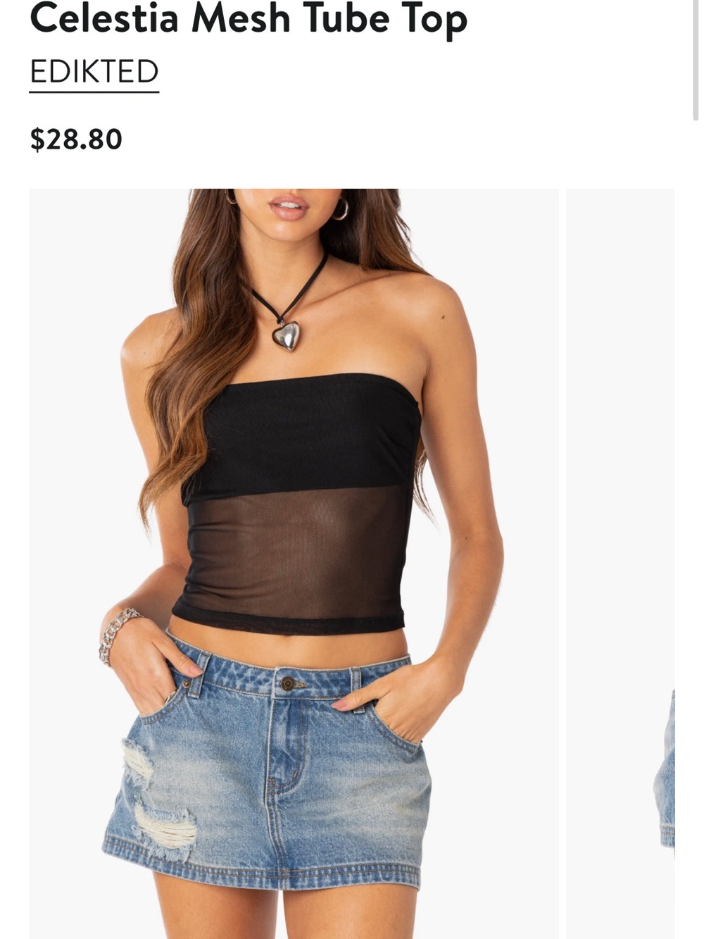 Edikted Black Sheer tube top